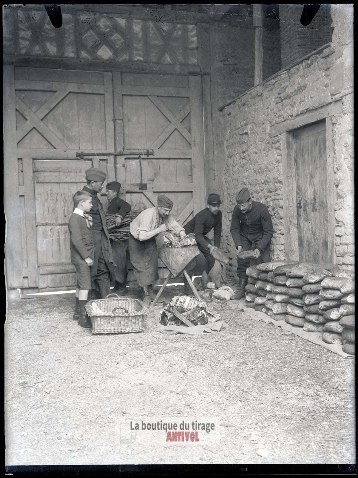 Mailly, camp la Grand'Halte, plaque verre, photo ancienne, négatif 9x12 cm