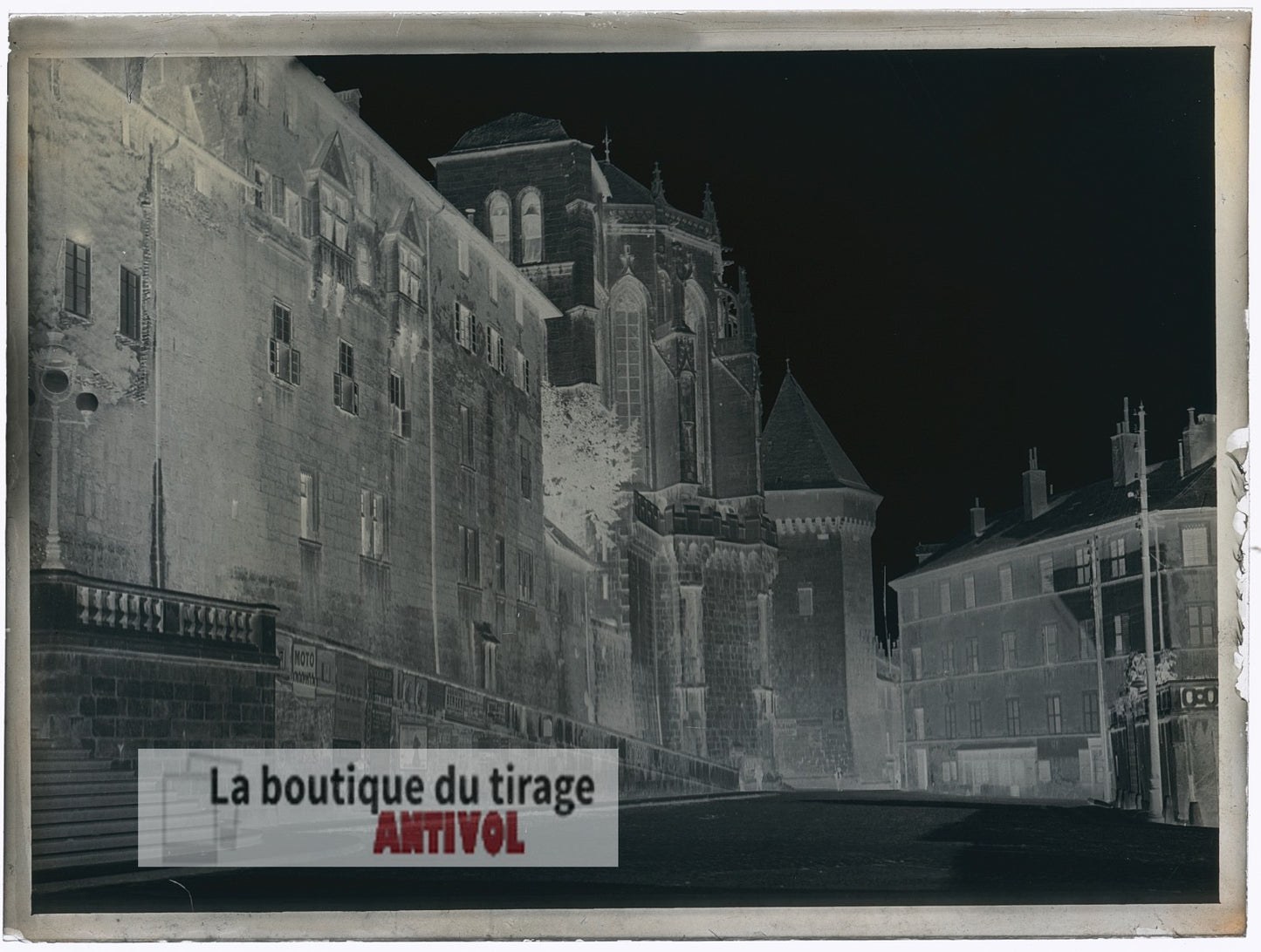 Chambéry, cathédrale, château, plaque verre, photo ancienne, négatif 9x12 cm