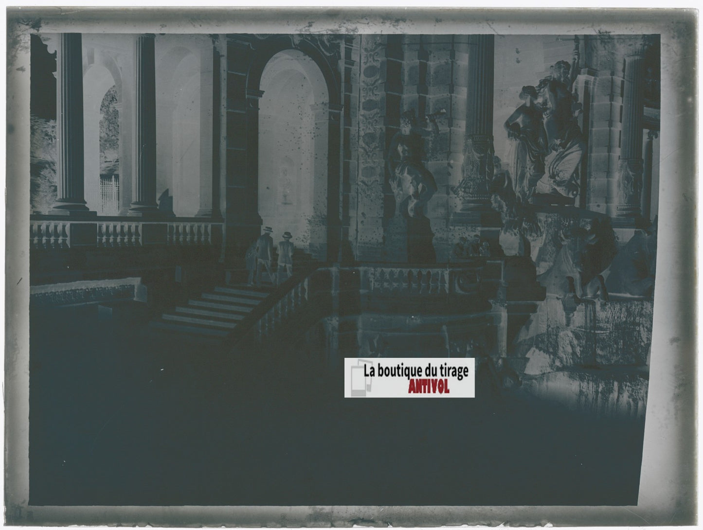 Palais Longchamp Marseille, photo plaque verre, négatif noir & blanc, 9x12 cm