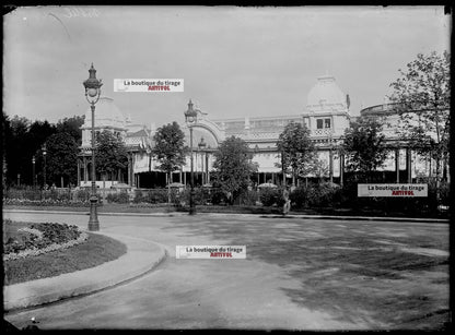 Plaque verre photo ancienne négatif noir et blanc 13x18 cm Vittel casino France
