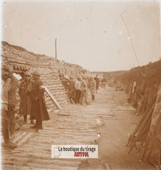 Place de l’Opéra, Champagne, guerre WW1, plaque verre stéréo, photo 4,5x10,7 cm