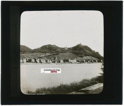 Drachenfels et Königswinter, photo verre, noir & blanc, positif 8,5x10 cm