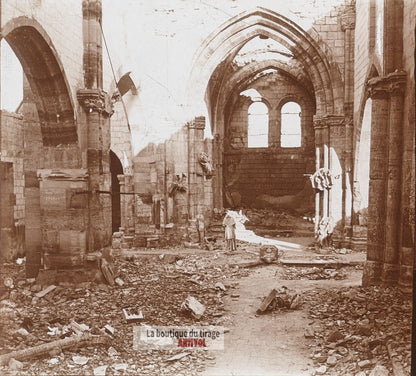 Auve, Champagne, 1915, guerre WW1, plaque verre photo ancienne stéréo 6x13 cm