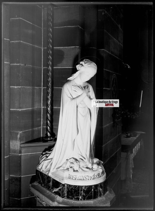 Plaque verre photo ancienne négatif noir et blanc 13x18 cm église Strasbourg