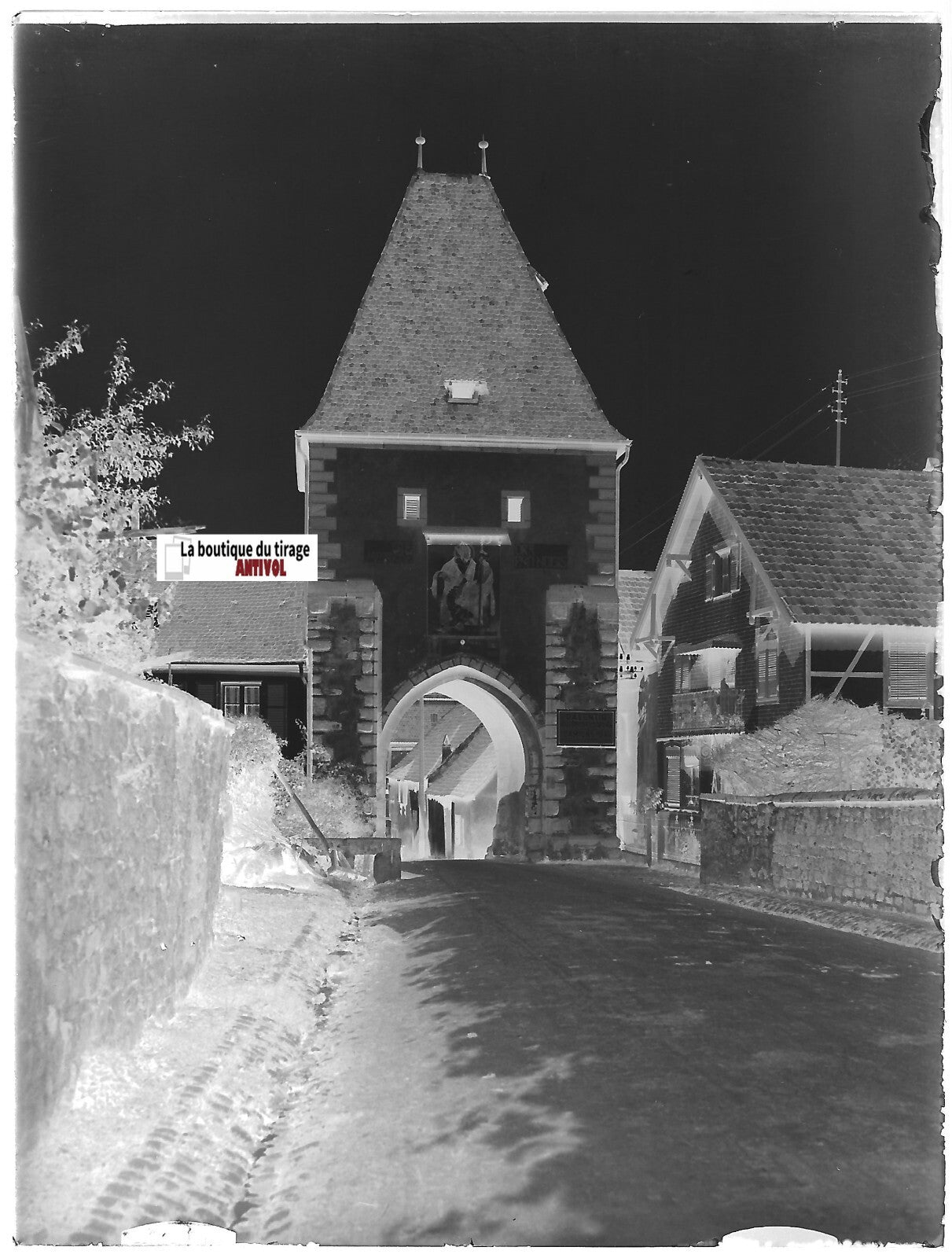 Boersch, Alsace, Plaque de verre photo, négatif ancien noir & blanc 9x12 cm