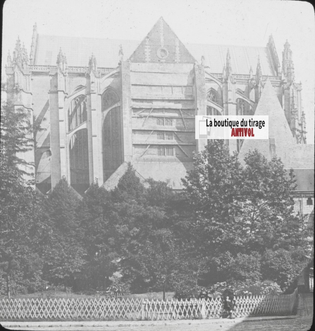 Cathédrale Saint-Pierre Beauvais, photo plaque verre, positif 8,5x10 cm