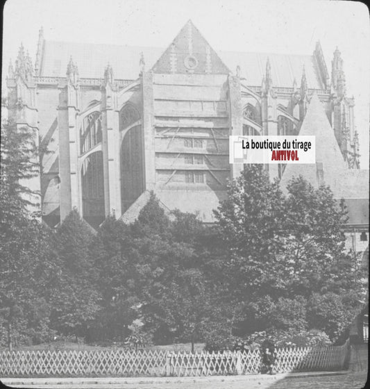 Cathédrale Saint-Pierre Beauvais, photo plaque verre, positif 8,5x10 cm
