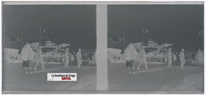 Algérie, port, bateau, plaque verre, photo stéréo, négatif N&B 6x13 cm