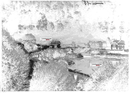 Plaque verre photo ancienne négatif noir et blanc 13x18 cm Lac de Biaufond eau