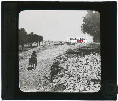 Béthanie, Jérusalem, photo plaque verre, noir & blanc, positif 8,5x10 cm