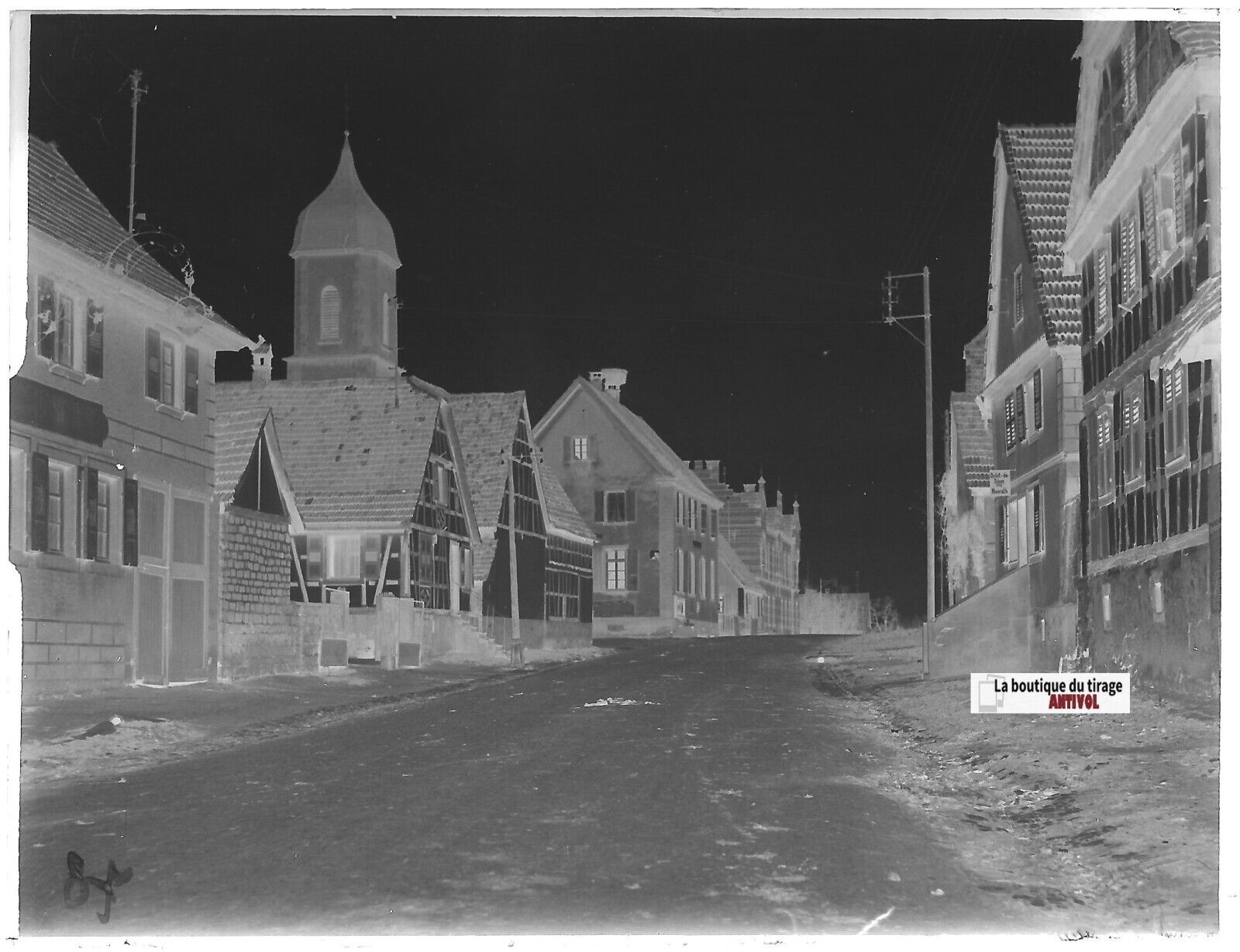 Durrenbach, Alsace, Plaque verre photo ancienne, négatif noir & blanc 9x12 cm