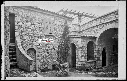 Plaque verre photo négatif noir & blanc 9x14 cm, Èze, château Chèvre d'Or