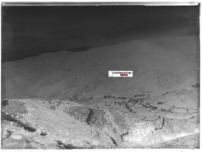 Amélie-les-Bains, Plaque verre photo ancienne, négatif noir & blanc 9x12 cm