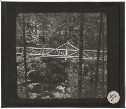 Saut des Cuves, pont en bois, photo ancienne plaque de verre, positif 8,5x10 cm