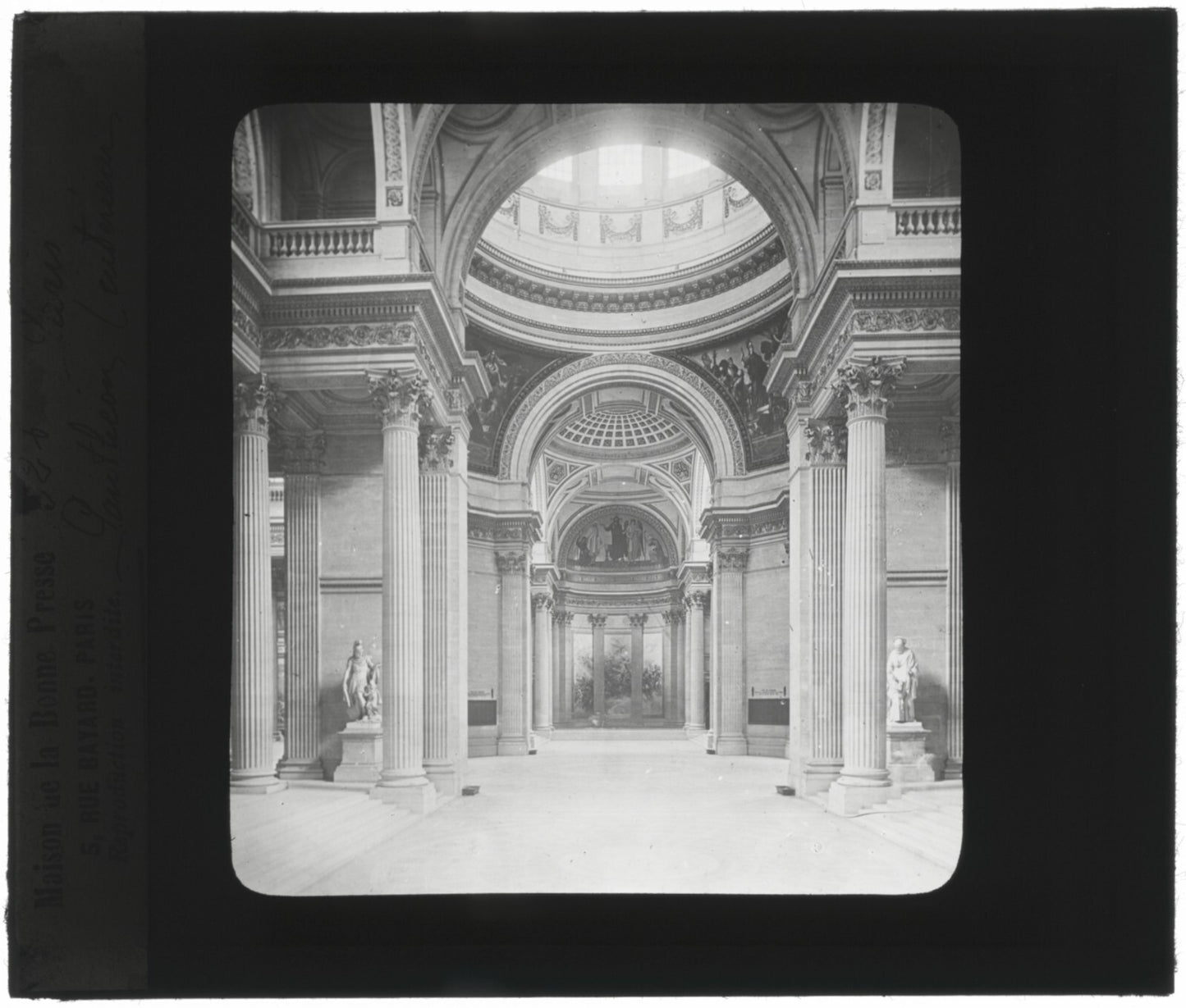 Panthéon, capitale Paris France, photo ancienne plaque verre, positif 8,5x10 cm