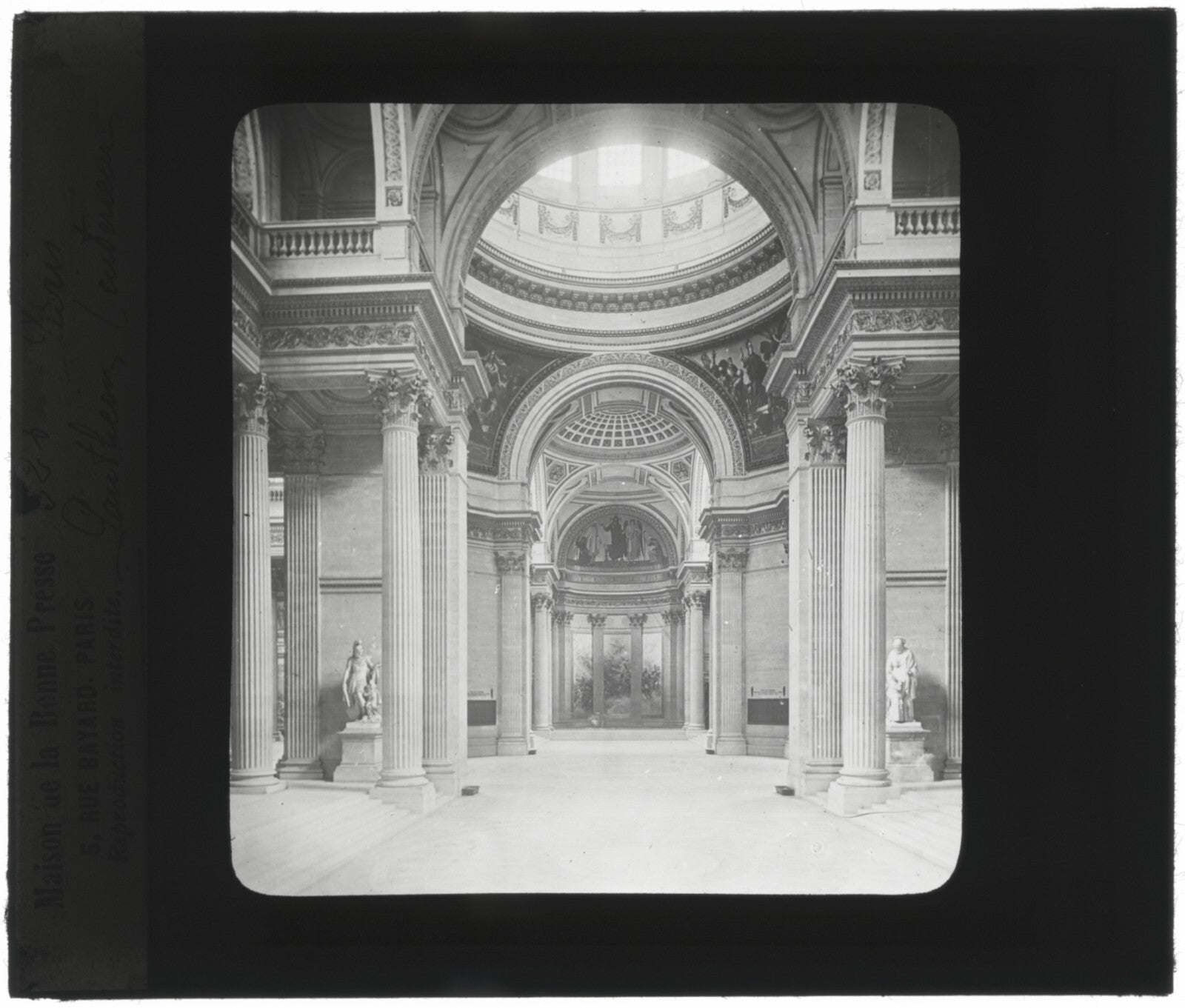 Panthéon, capitale Paris France, photo ancienne plaque verre, positif 8,5x10 cm