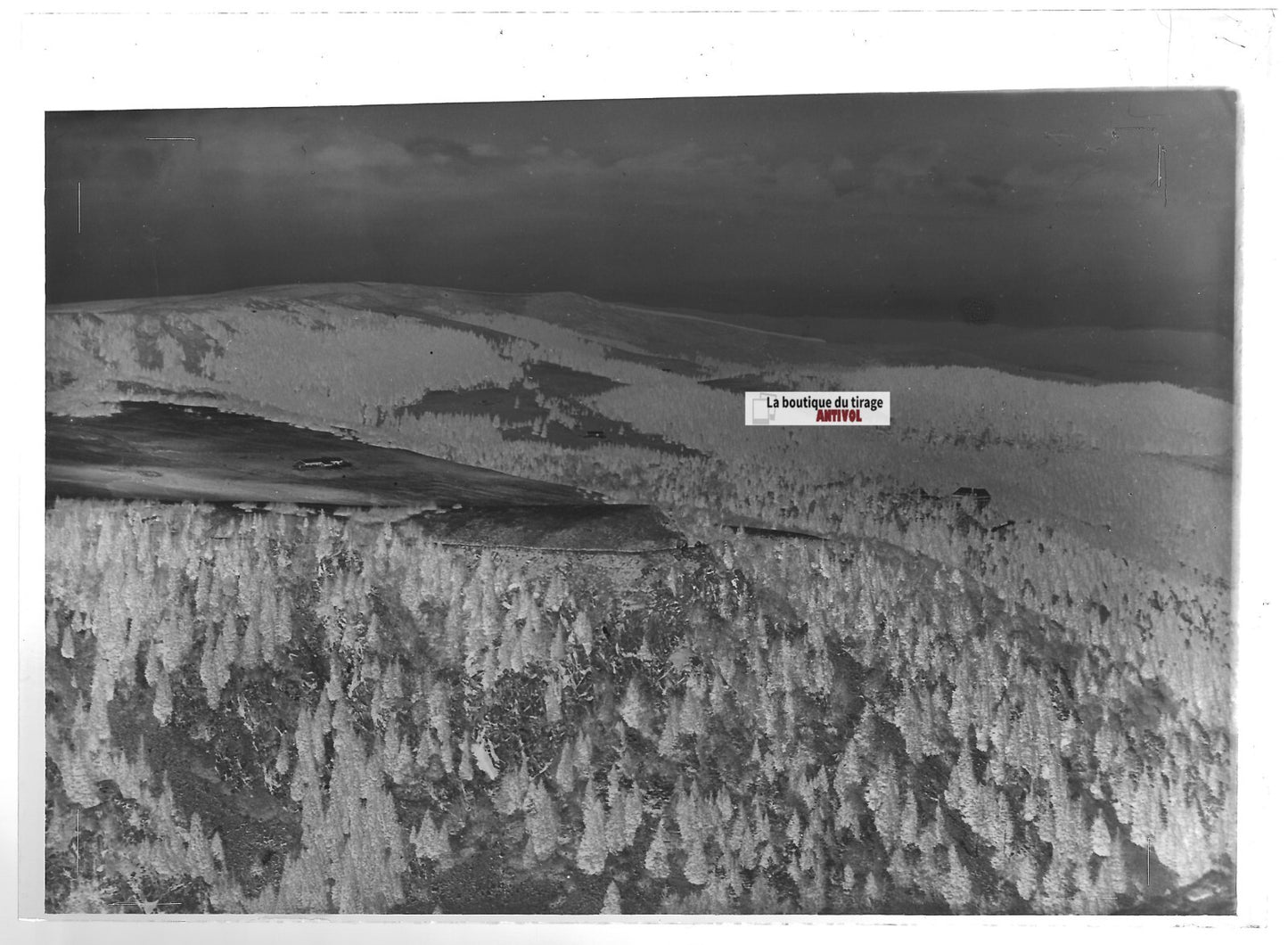 Plaque verre photo ancienne négatif noir et blanc 13x18 cm Hautes-Vosges paysage