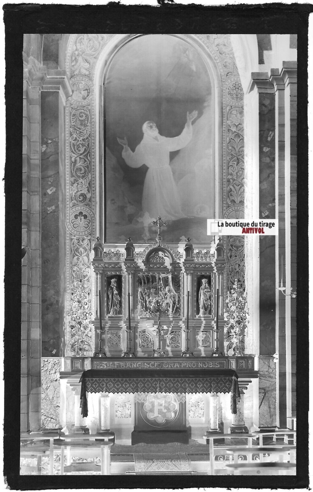 Plaque verre photo négatif noir & blanc 9x14 cm, Strasbourg, Saint-Pierre église