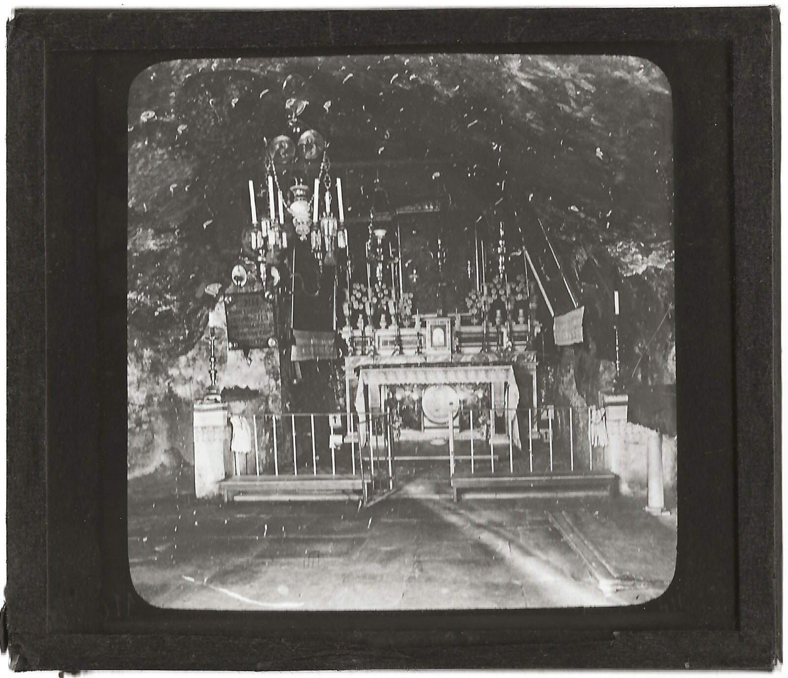 Grotte de l'agonie, Jérusalem, photo ancienne plaque de verre, positif 8,5x10 cm