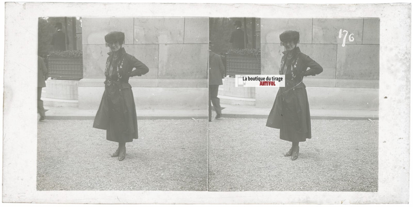 Hippodrome de Longchamp, Paris, stéréoscopie plaque verre, positif 8,5x17 cm