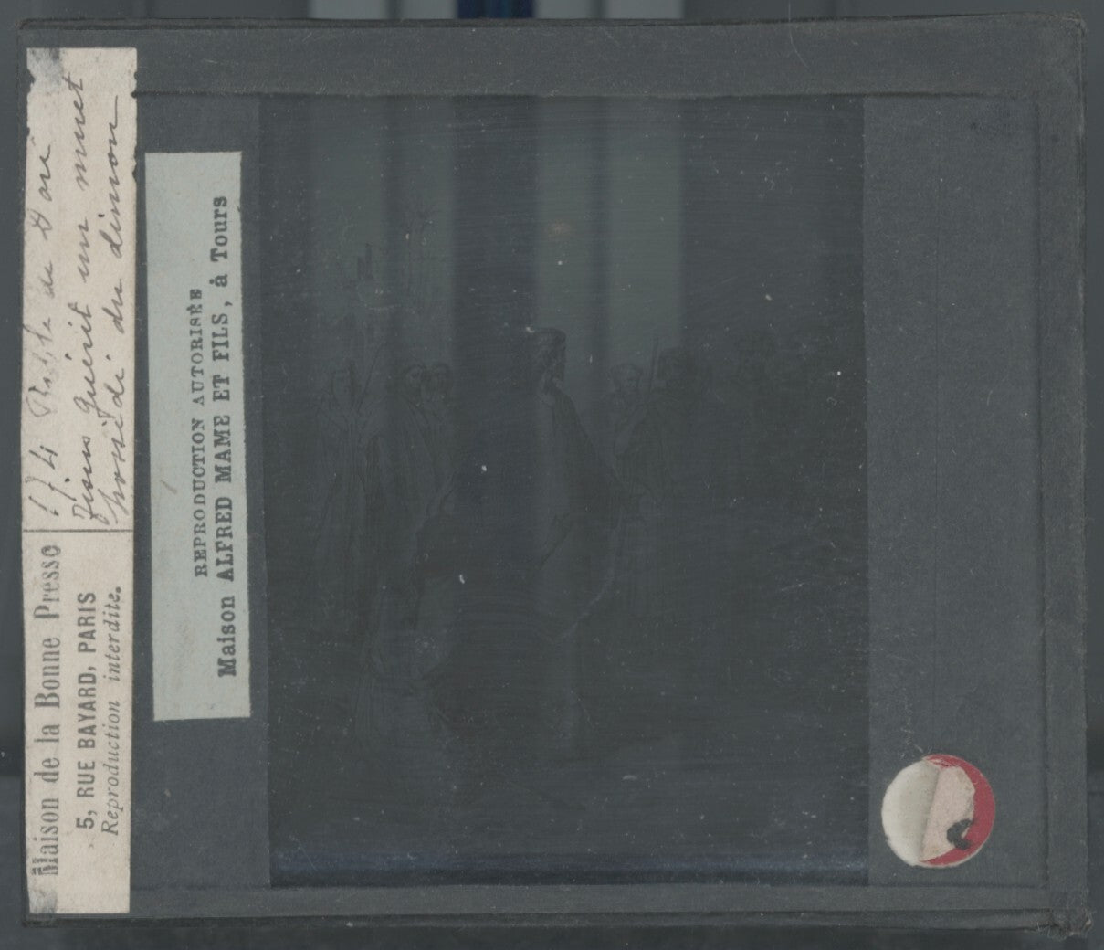 Histoire, Bible Doré, dessin, plaque de verre, noir & blanc, positif 8,5x10 cm