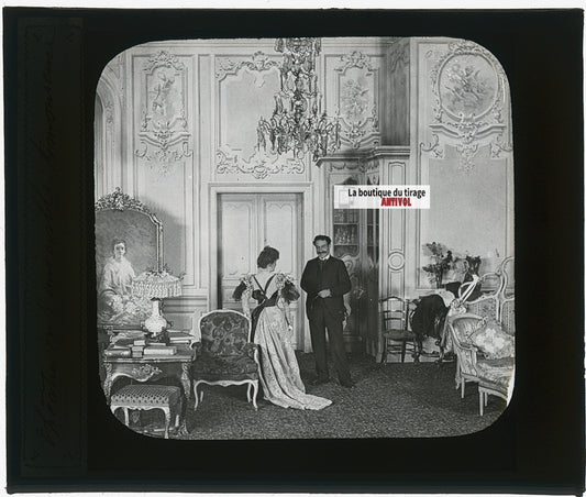 Théâtre, Amnéville ?? photo ancienne plaque verre, noir & blanc, 8,5x10 cm