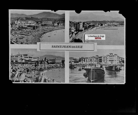 Plaque verre photo ancienne négatif noir et blanc 13x18 cm Saint Jean De Luz