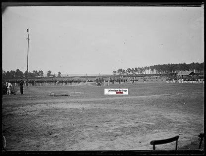 Camp militaire Meucon, Plaque verre photo ancienne, négatif noir & blanc 9x12 cm