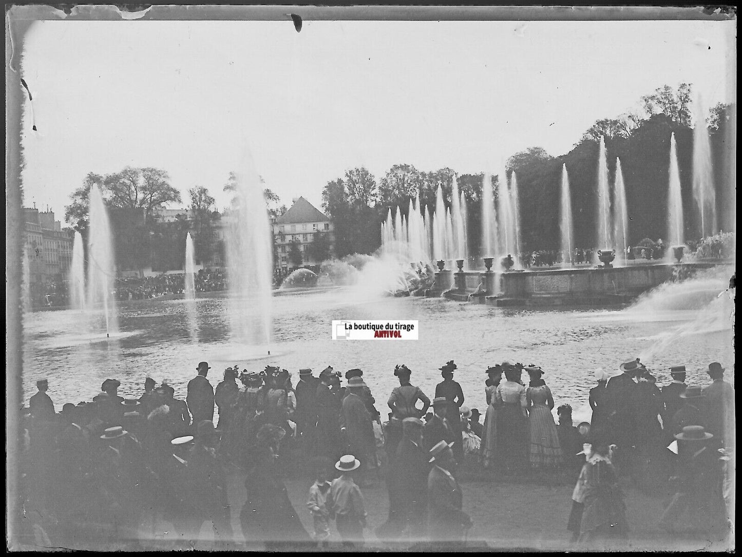 Bassin de Neptune, Versailles, Plaque verre photo, négatif noir & blanc 9x12 cm