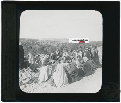 Funérailles, Bethléem, photo plaque verre, noir & blanc, positif 8,5x10 cm