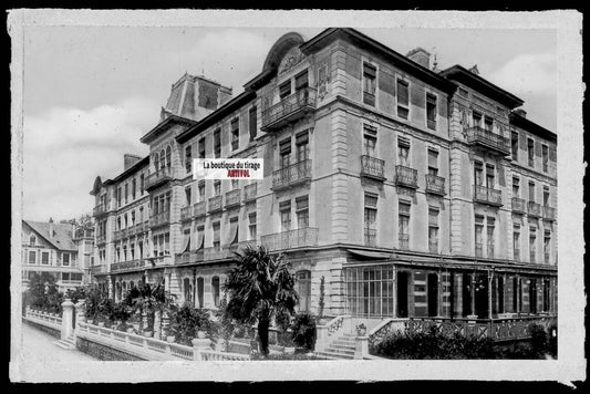 Plaque verre photo négatif noir & blanc 9x14 cm Salies-de-Béarn Grand Hôtel