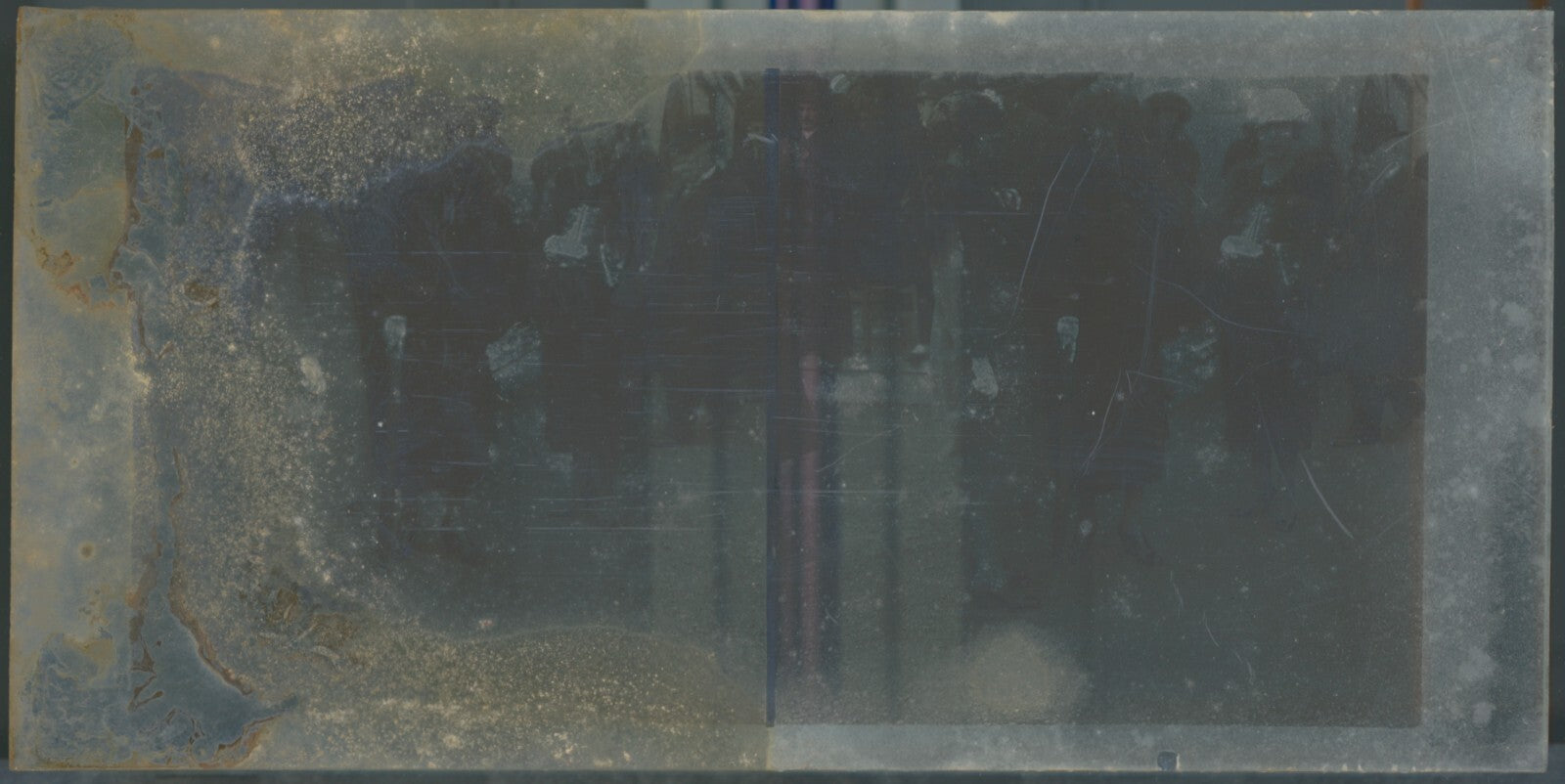 Scène de vie, Longchamp, Paris, plaque verre stéréoscopique, positif 8,5x17 cm