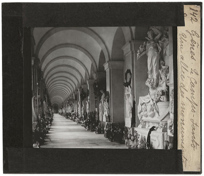 Campo-Santo de Gênes, Italie, photo ancienne plaque de verre, positif 8,5x10 cm