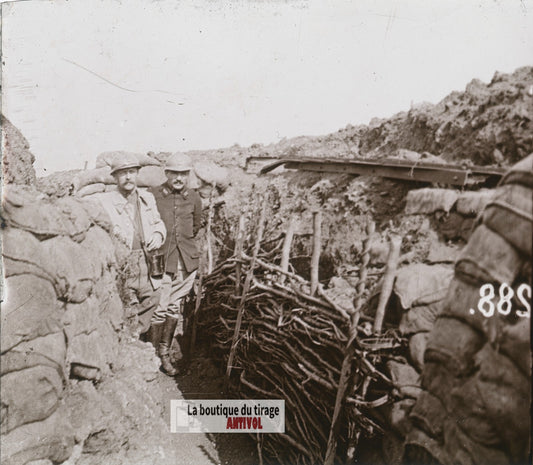 Steinmetz, Jolival, tranchée guerre WW1, plaque verre stéréo, photo 4,5x10,7 cm