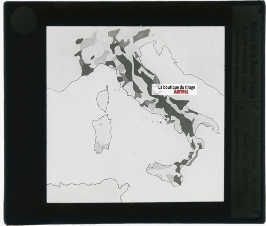 Carte zones sismiques, photo plaque verre, noir & blanc, positif 8,5x10 cm