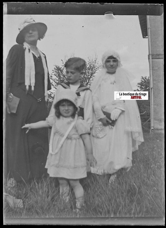 Flou, curiosité, Plaque verre photo ancienne, négatif noir & blanc 6x9 cm