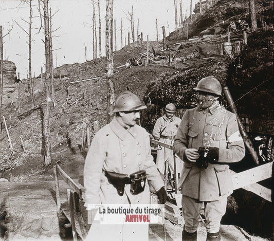 Col de la Chapelotte, guerre WW1, plaque verre stéréo, photo 4,5x10,7 cm