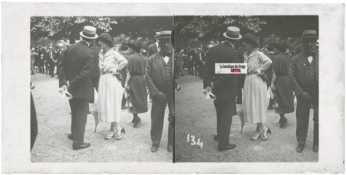 Hippodrome de Longchamp, Paris, stéréoscopie plaque verre, positif 8,5x17 cm