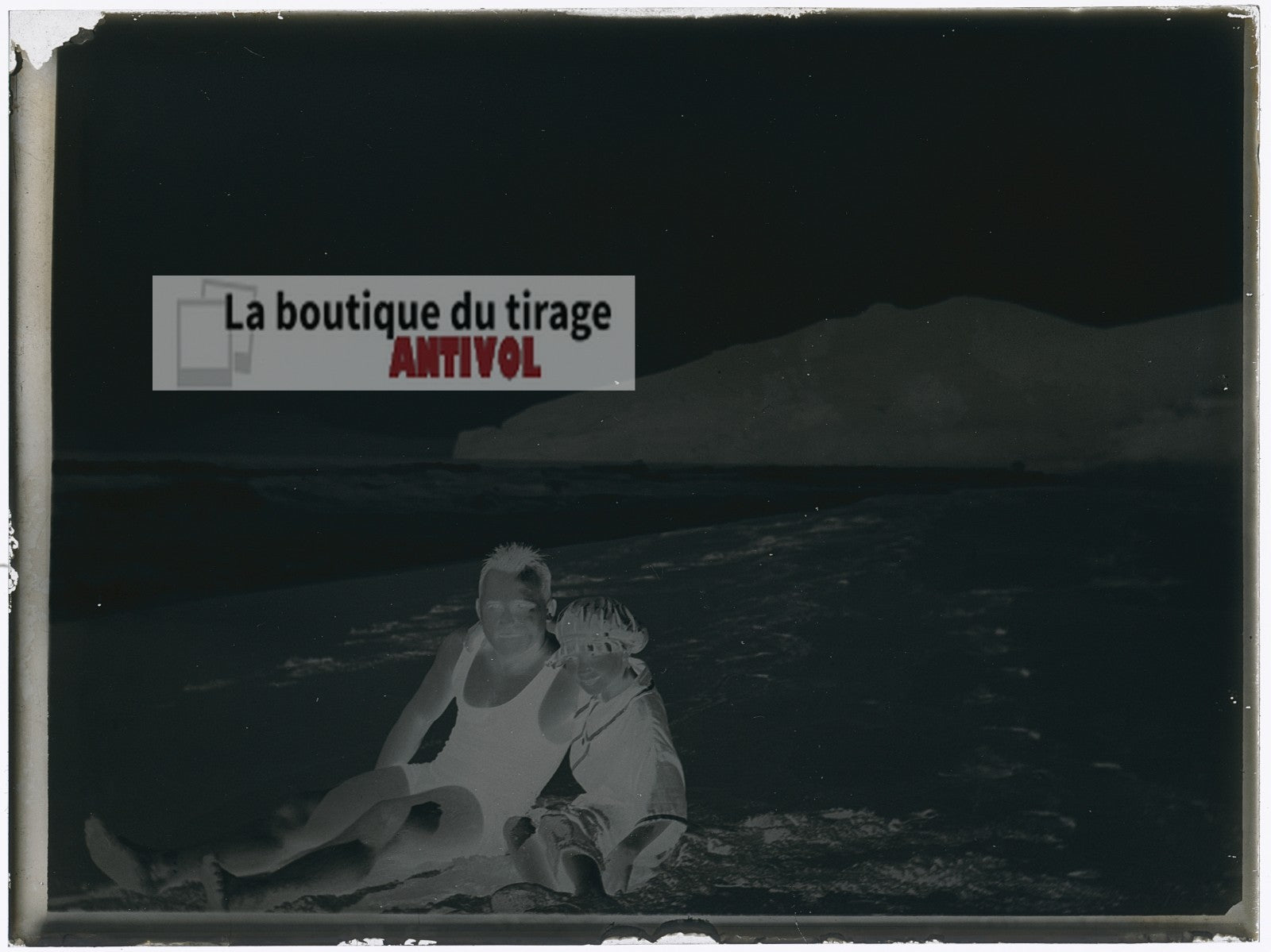 Bain de mer, Oran, Algérie, plaque verre, photo ancienne, négatif 9x12 cm