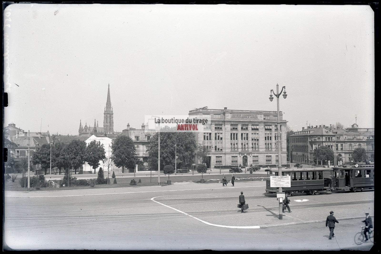 Mulhouse, voiture, tramway, photos plaque de verre, lot de 5 négatifs 10x15 cm