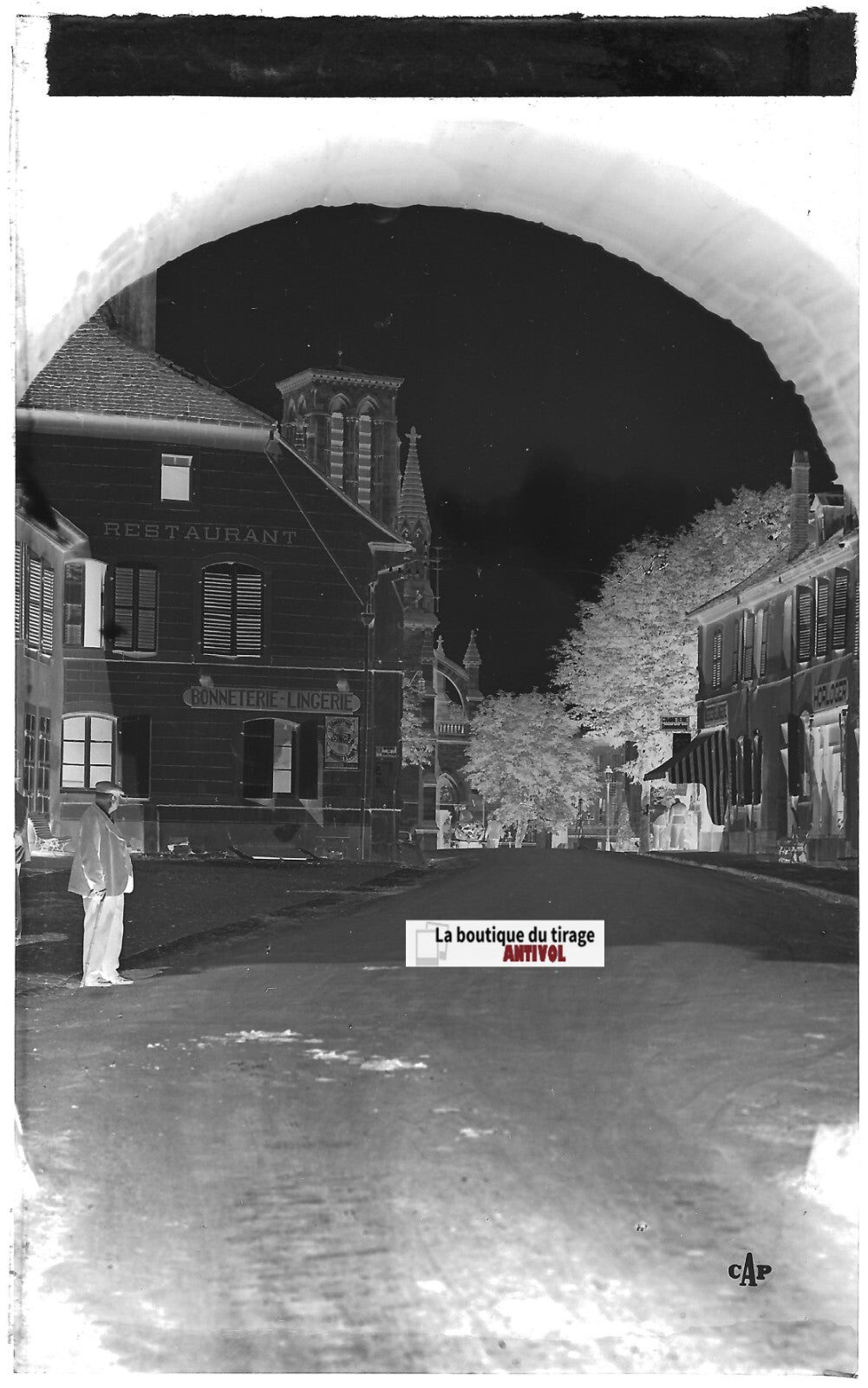 Plaque verre photo ancienne, négatif noir & blanc 9x14 cm, Phalsbourg, Moselle