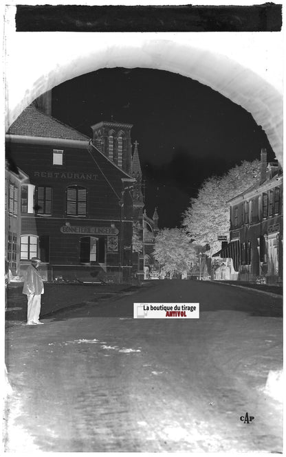 Plaque verre photo ancienne, négatif noir & blanc 9x14 cm, Phalsbourg, Moselle