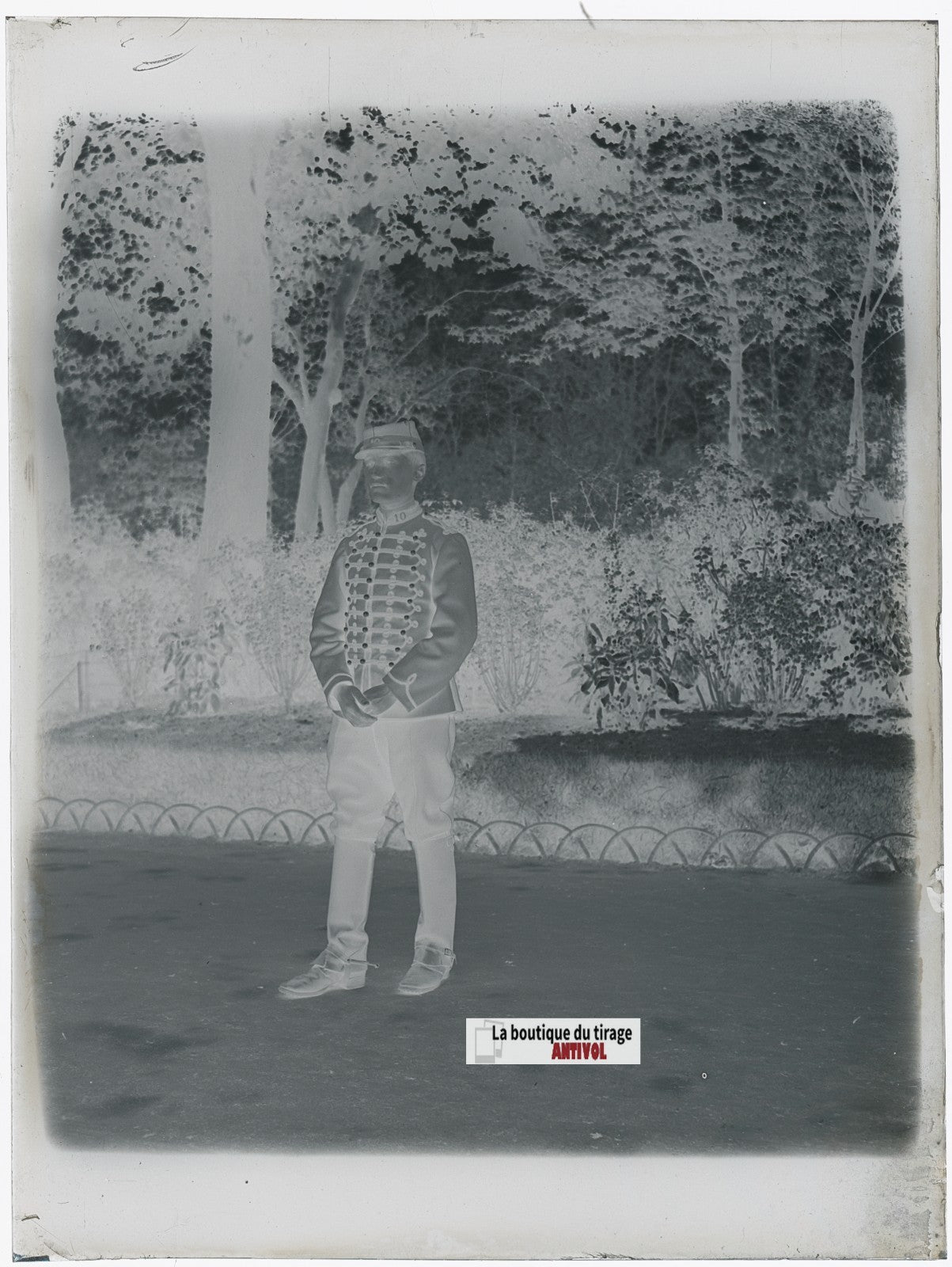 Soldat du 10ᵉ régiment, plaque verre, photo ancienne, négatif N&B 9x12 cm