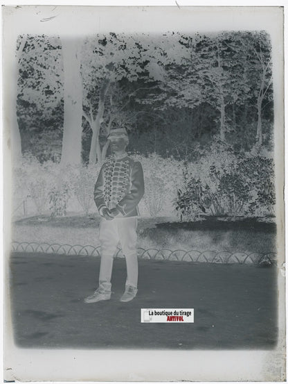 Soldat du 10ᵉ régiment, plaque verre, photo ancienne, négatif N&B 9x12 cm