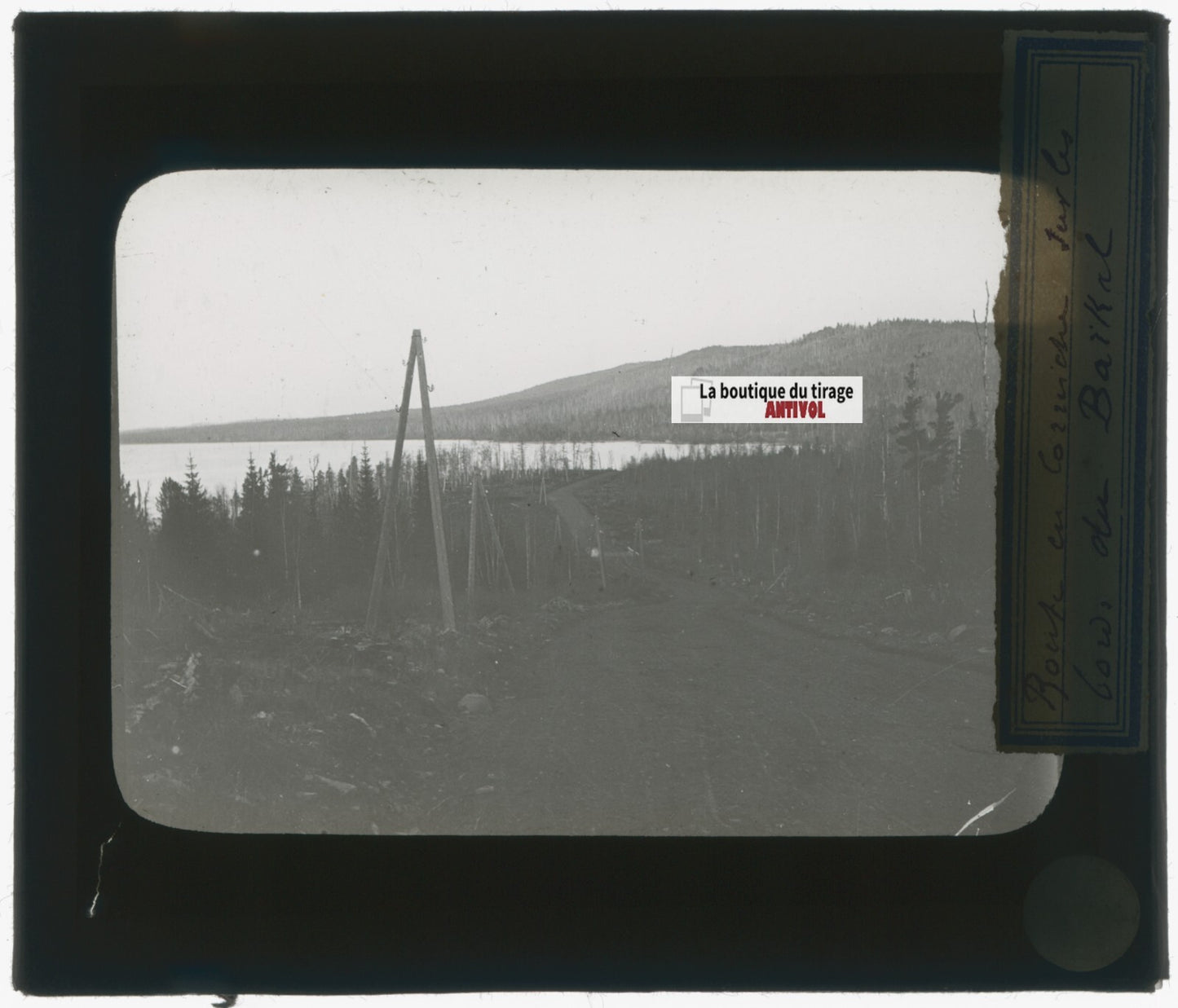 Lac Baïkal, Russie, photo plaque verre, noir & blanc, positif 8,5x10 cm