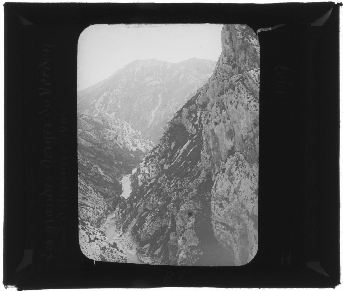 Gorges du Verdon, Aiguines, photo ancienne plaque de verre, positif 8,5x10 cm