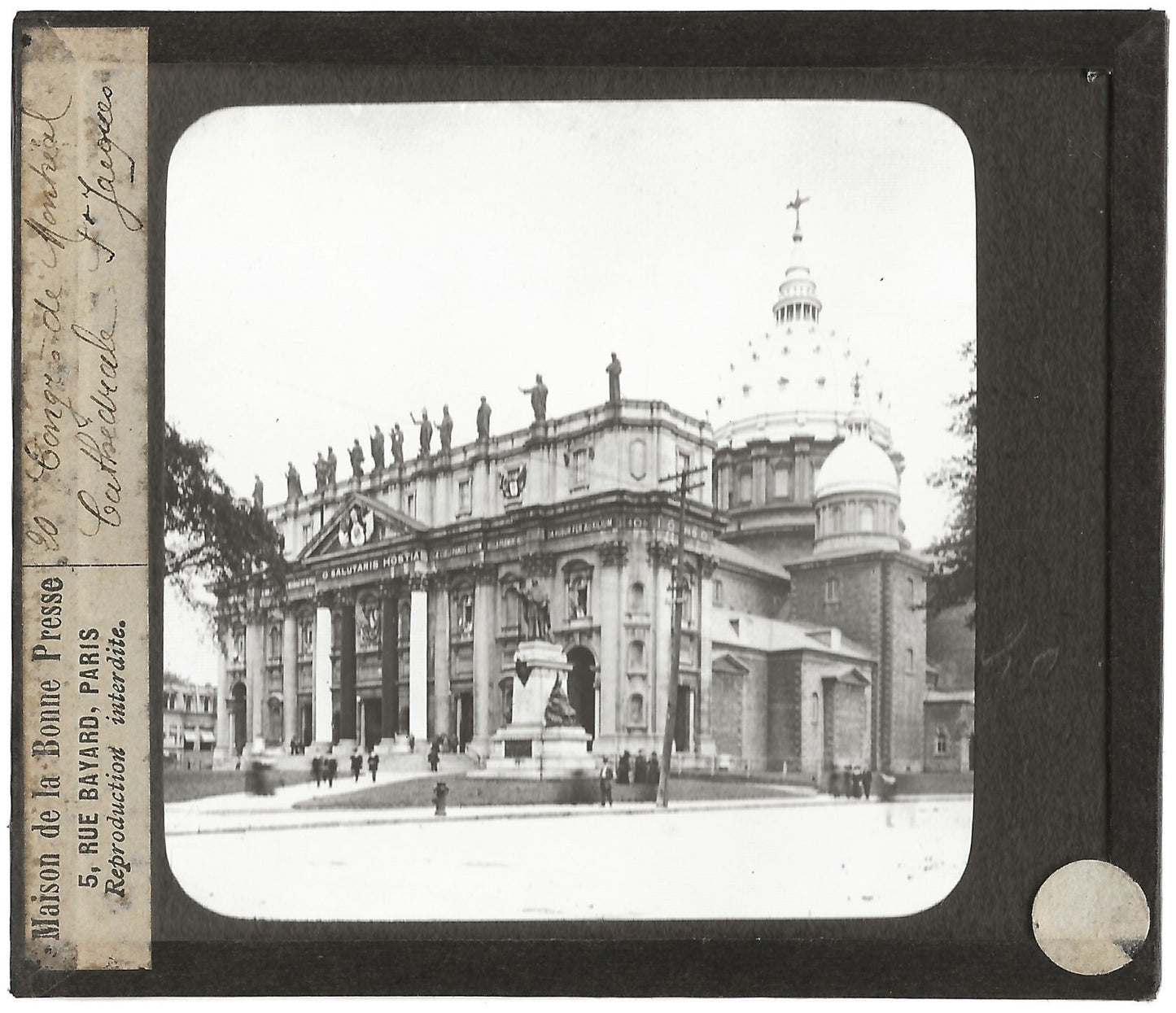 Cathédrale Saint-Jacques, Montréal, photo plaque de verre, positif 8,5x10 cm