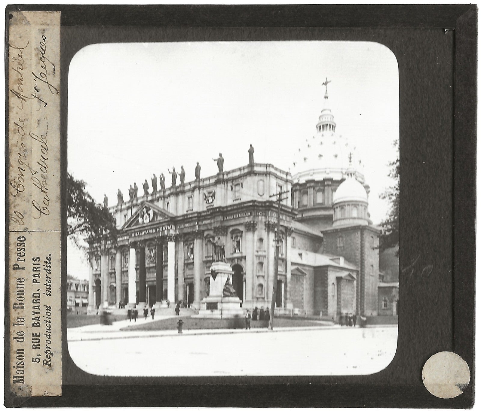 Cathédrale Saint-Jacques, Montréal, photo plaque de verre, positif 8,5x10 cm