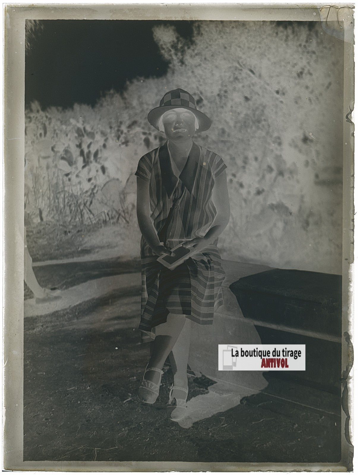 Femme portrait, photo ancienne plaque verre, négatif noir & blanc, 9x12 cm