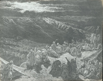 Mont Sinaï, la Bible de Doré, dessin, plaque de verre, positif 8,5x10 cm